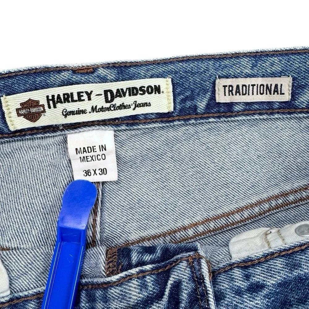 Harley Davidson Jeans Men's 36x30 Light‎ Wash Traditional Denim Biker Motorcycle